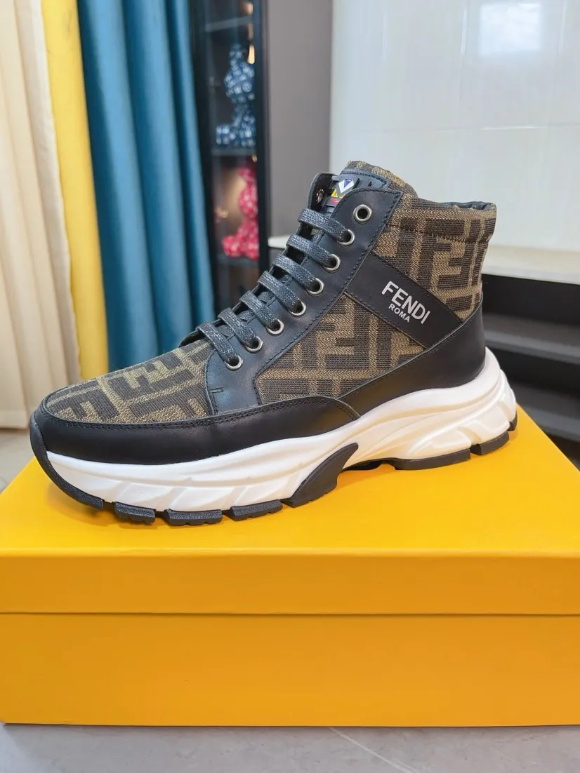 Men's shoes 💰458🌹🌹【fendi Fendi】: 🔝High-end brand of men's shoes: high-top series: official website 1:1 latest masterpiece: the upper is made of brand fabric with imported cowhide technology, ➕🐑made in sheepskin👍, making walking more convenient and comfortable, a stunning work, compared with the official quality, the beautiful 1:1 replica [color]! Create a fashionable personality to set off your uniqueness! A must-have for trendy men! 🔥Size: 38-44.